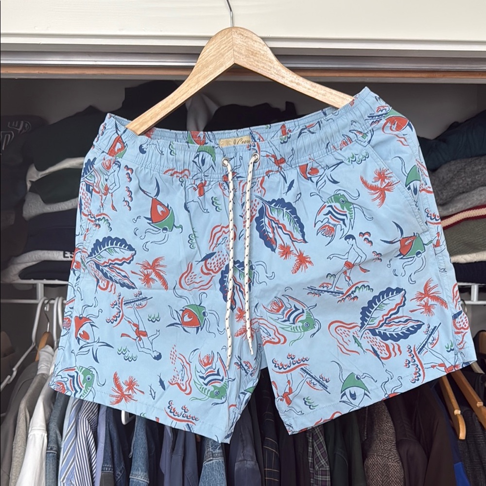 J Crew Medium Colorful Patterned Swim Shorts Trunks